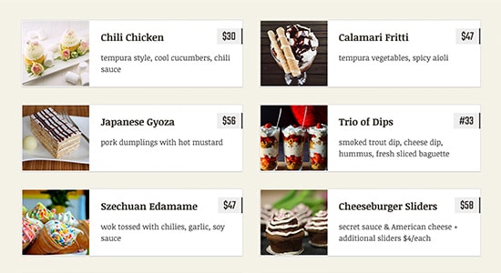 4 menu types support