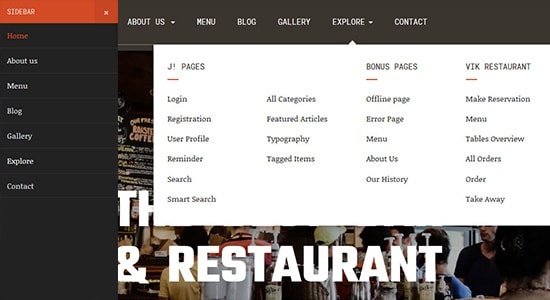 Megamenu Off canvas menu