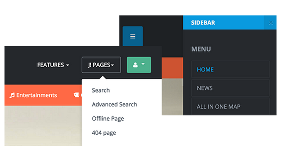 JA directory megamenu and off canvas